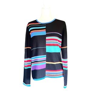 Vintage Sag Harbor Sweater Size Medium Color Block Retro 90s Statement Vibrant